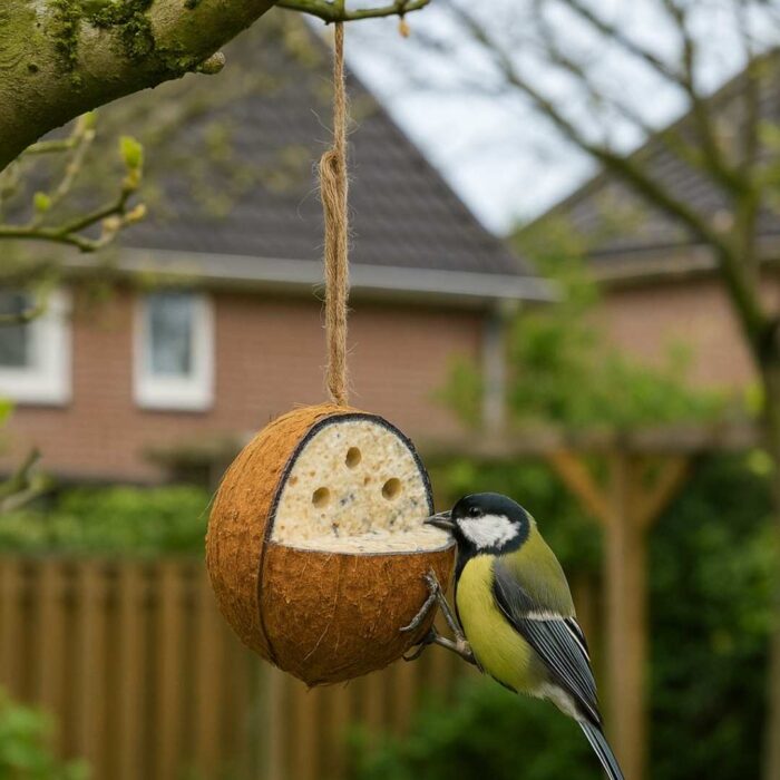 Esschert Design Gevulde Kokosnoot 3/4 aan Touw - Afbeelding 2